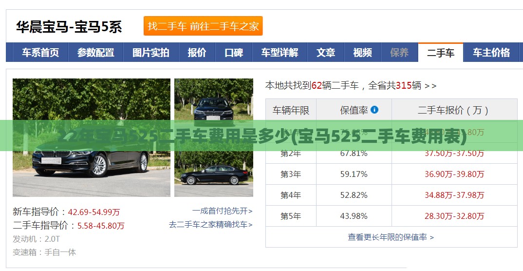 22年宝马525二手车费用是多少(宝马525二手车费用表)